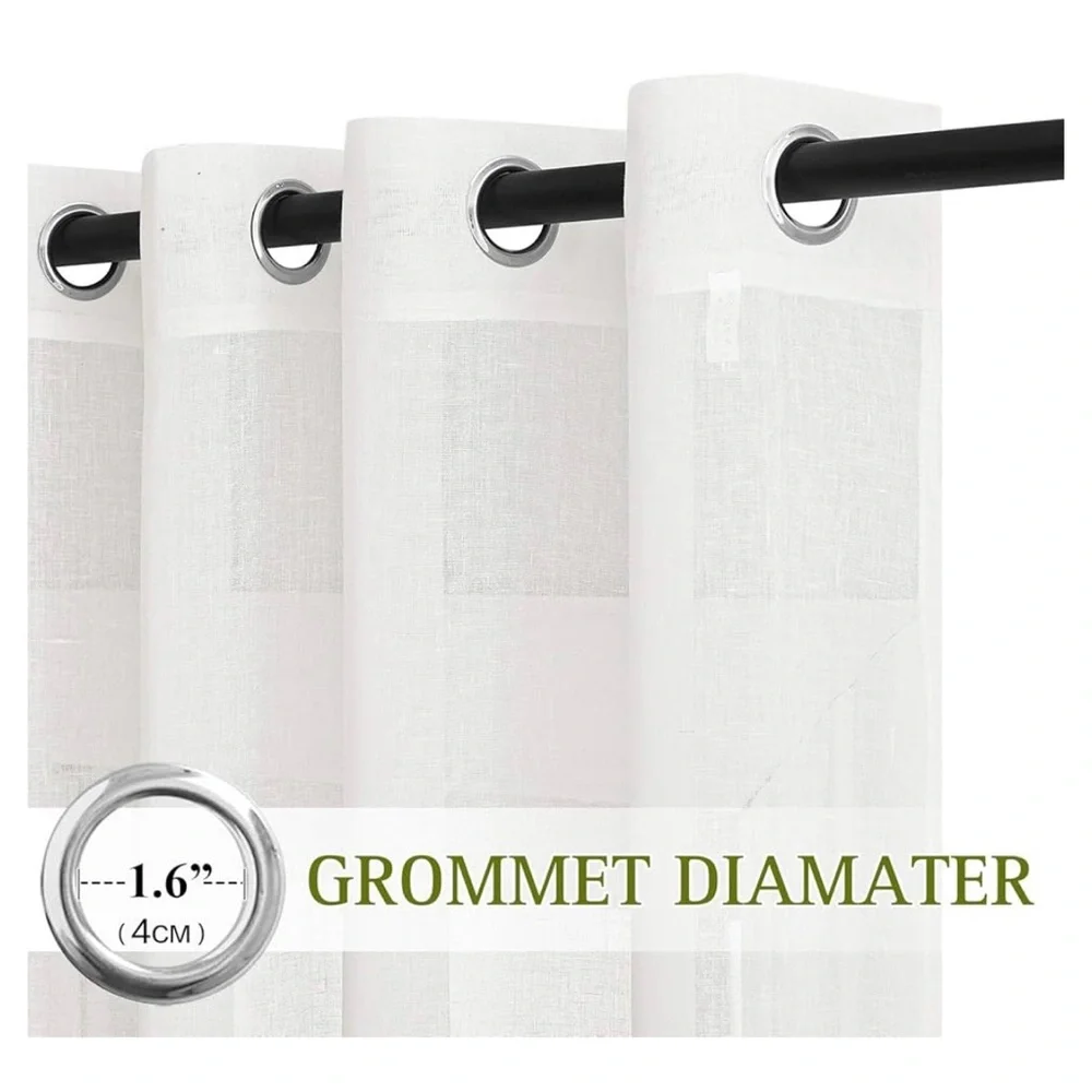 NICETOWN Linen Sheer Flax Textured Grommet Top Curtains (Ivory)